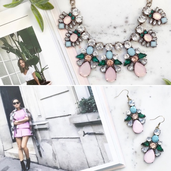 "Elise" Necklace || Pink & Clear Crystal Statement - Picture 10 of 13